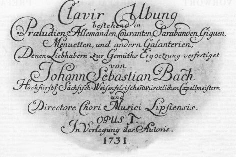 Frontespizio della 'Clavir Ubung' OPUS I